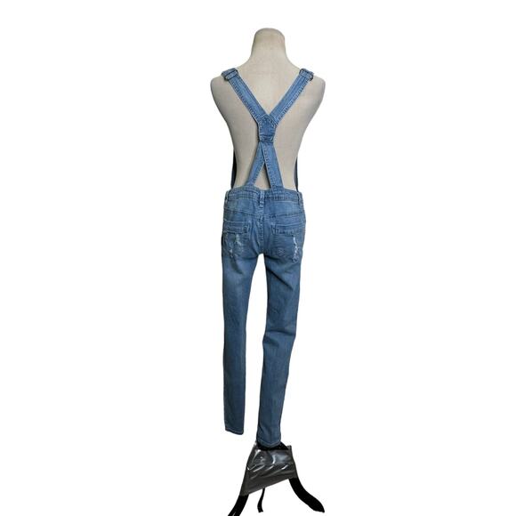 Tinseltown blue distressed denim overalls size M - Picture 12 of 16